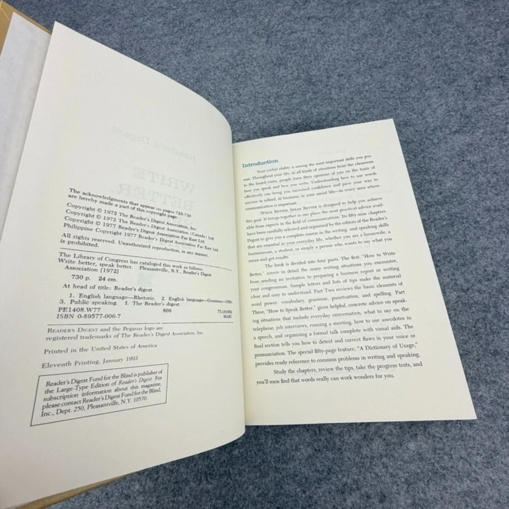 Reader’s Digest Write Better Speak Better Hardcover 1993 11th Printing